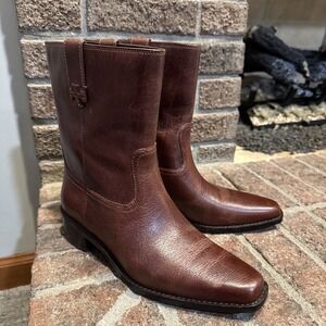 Tory Burch 40mm Double T-Motif LeatherWestern Boots Size 8 #402